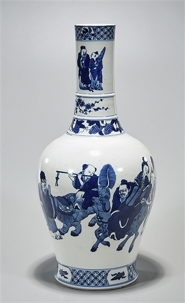 Appraisal: Chinese blue and white porcelain vase depicting various figural scenes