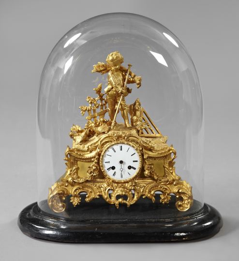 Appraisal: Napoleon III Bright- and Matte-Gilded Brass Mantel Clock third quarter