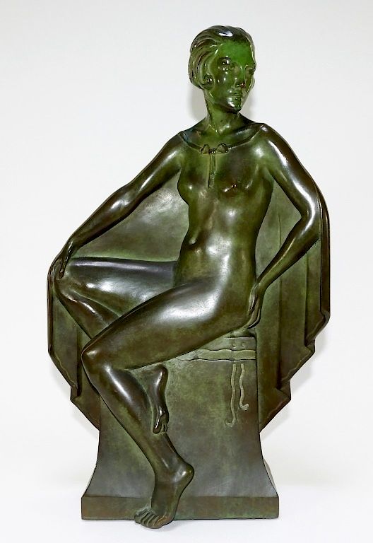 Appraisal: Ernfred Anderson Art Deco Bronze of Nude Woman Sweden United