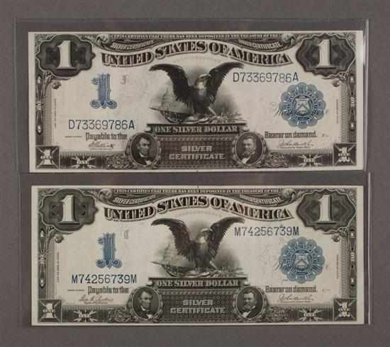 Appraisal: Two United States Silver Certificates Series of signed Parker Burke