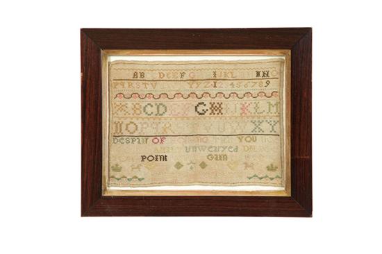 Appraisal: SAMPLER Probably English silk on linen Small sampler with minutely