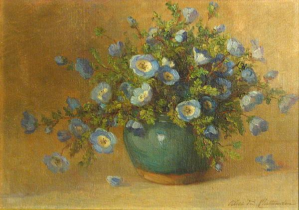 Appraisal: Alice Brown Chittenden American - Bouquet of blue Nemophila signed