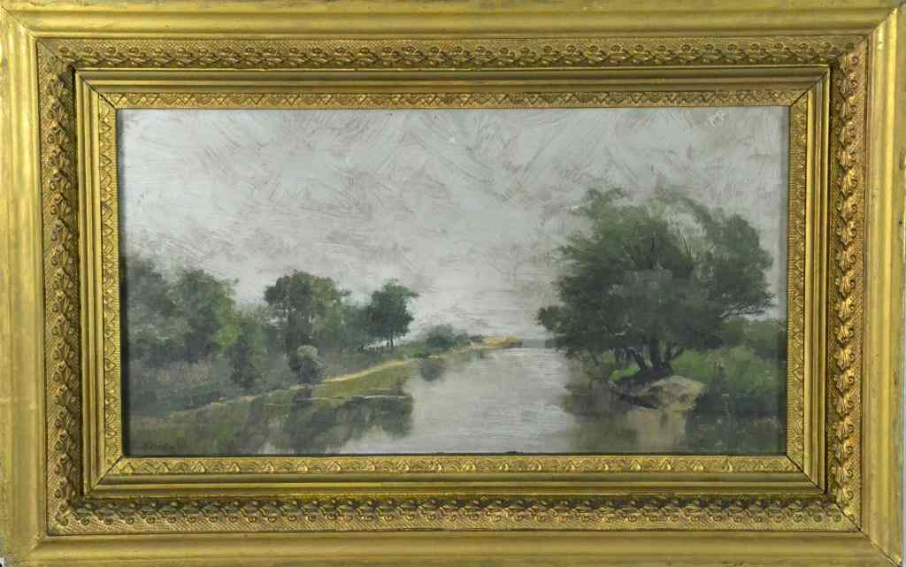 Appraisal: Sophy S Warren Oil Painting On CanvasDepicting landscape and river