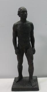 Appraisal: Bourrande C Patinated Bronze Sculpture of a Male Nude Signed