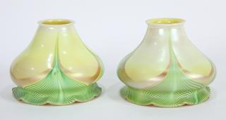 Appraisal: lot of Art glass shades attributed to Quezal each having