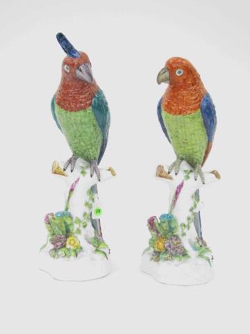 Appraisal: A pair of Meissen type porcelain parrots measuring tall with