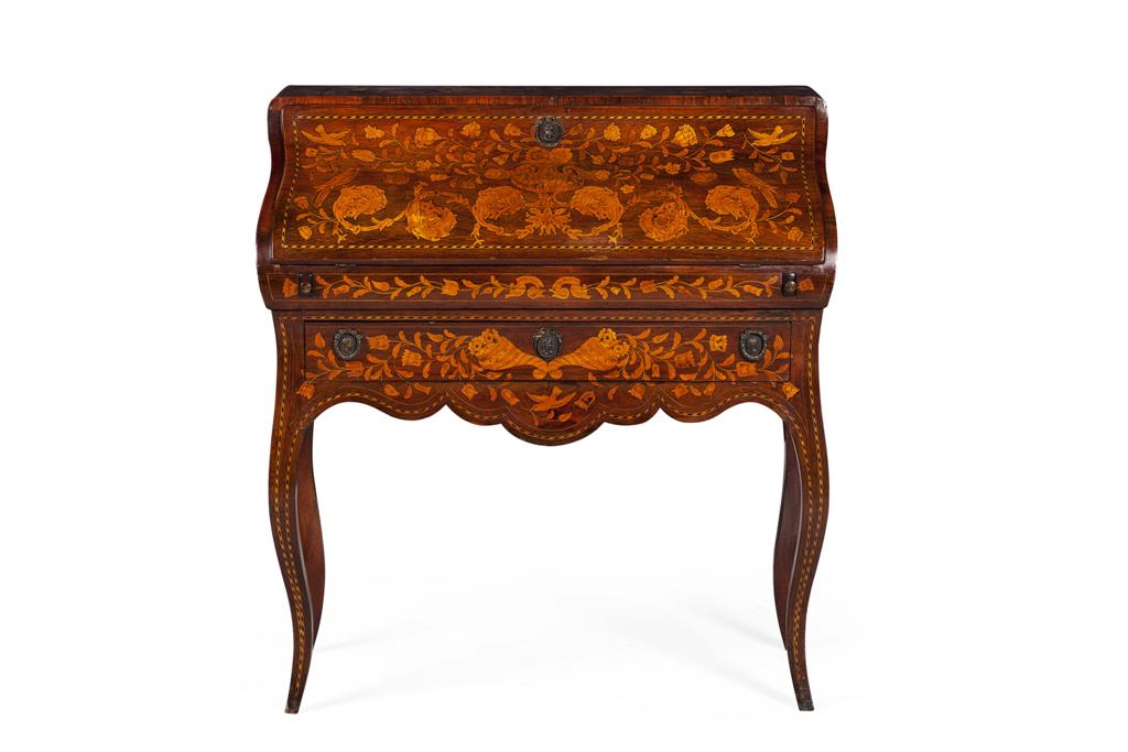 Appraisal: DUTCH ROSEWOOD WALNUT AND MARQUETRY BUREAU LATE TH CENTURY the