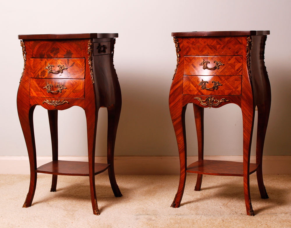 Appraisal: - Louis XVI Style Side Tables Two similar Louis XVI