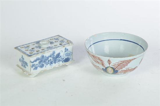 Appraisal: TWO PIECES OF DELFT Netherlands nd half- th century White