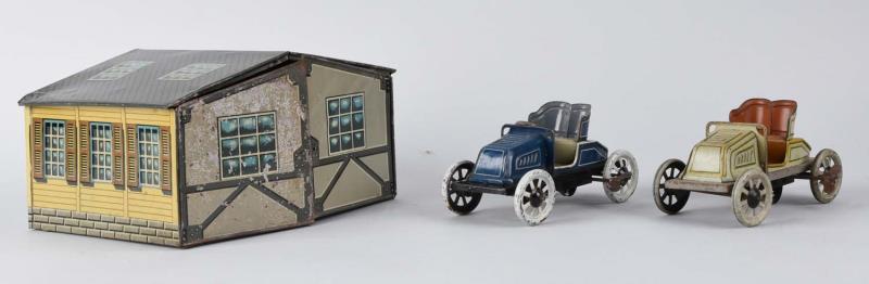 Appraisal: Tin Litho Bing Garage And Car Set This made in