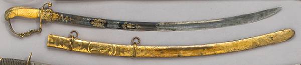 Appraisal: An American officer's sabercirca - Curved inch single edged blade