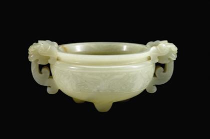 Appraisal: Fine Chinese white jade censer qianlong period Translucent white light-celadon