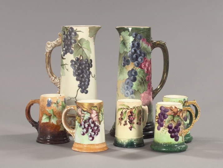 Appraisal: Seven-Piece Collection of Hand-Painted American Belleek Porcelain comprised of a