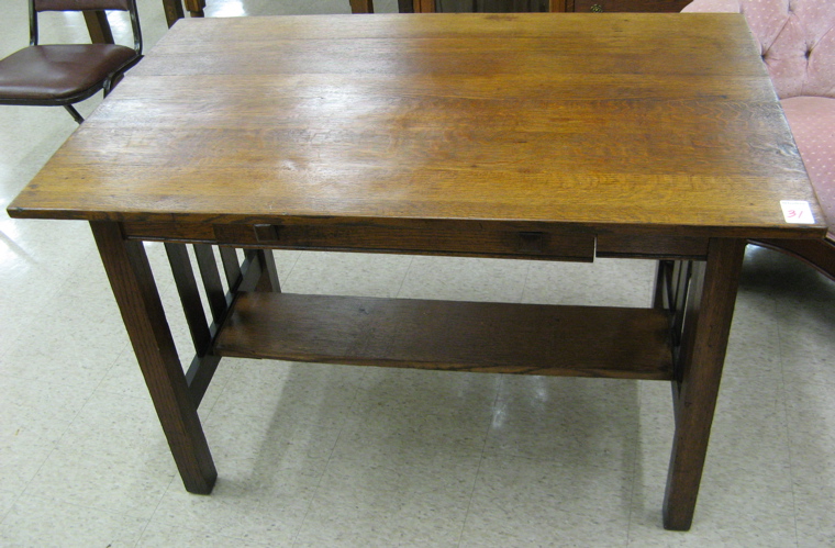 Appraisal: AN OAK LIBRARY TABLE Arts Crafts Movement American early th