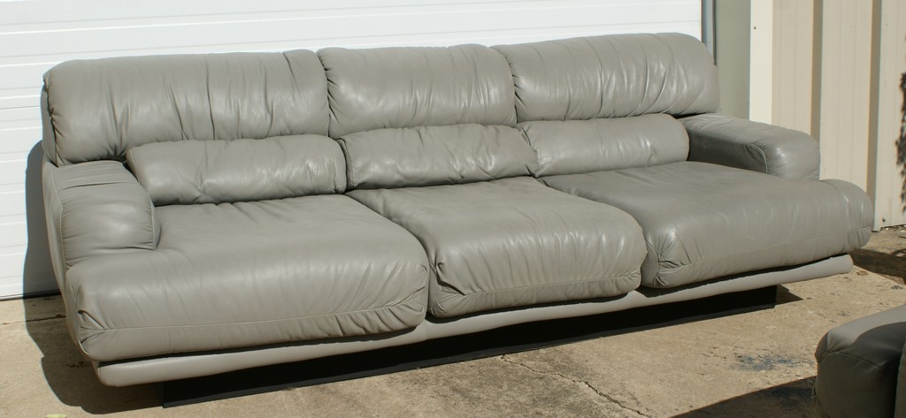 Appraisal: The Leather Center Gray Leather Sofa l h d