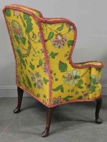 Appraisal: Georgian Style Wing Armchair with Carved Legs From an Park