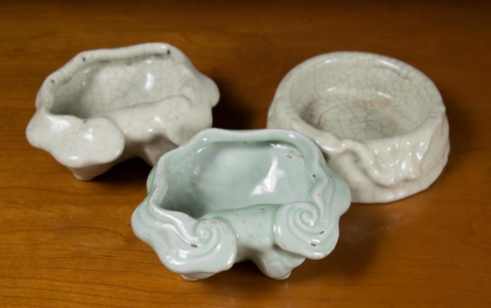 Appraisal: THREE CHINESE PORCELAIN WASHERS each of low profile and marked