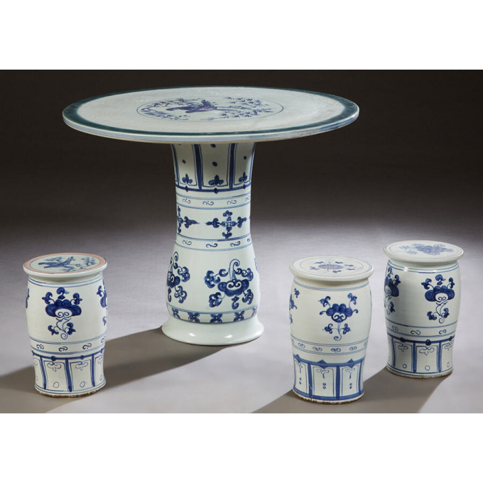 Appraisal: Chinese Porcelain Four Piece Patio Set th c consisting of