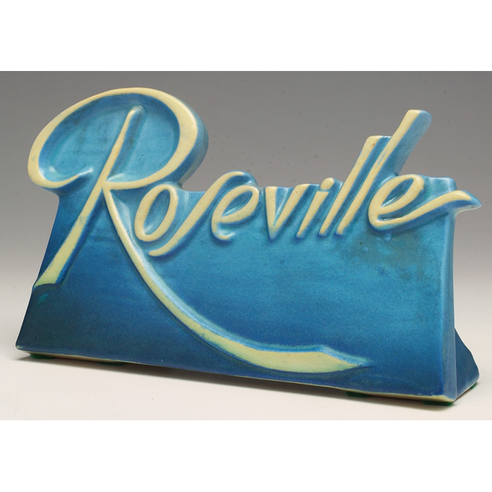 Appraisal: Roseville Wincraft dealer sign large shape in blue l x