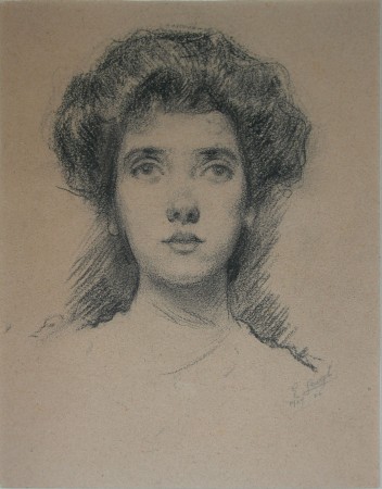 Appraisal: E LEIGH STUDY OF A YOUNG WOMAN Signed and dated