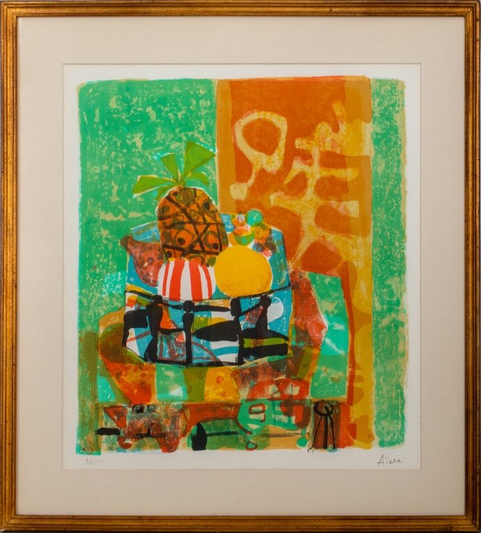 Appraisal: PAUL AIZPIRI STILL LIFE WITH PINEAPPLE LITHOGRAPH Paul Aizpiri French