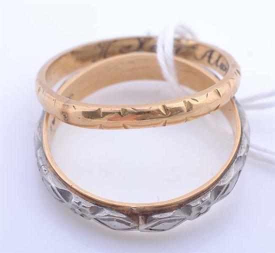 Appraisal: TWO CARVED BANDS STAMPED CT GOLD