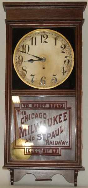 Appraisal: Milwaukee Case Clock Chicago Milwaukee Railway wall clock Key wound