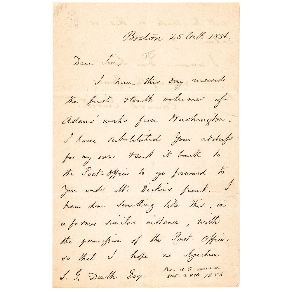 Appraisal: EDWARD EVERETT Autograph Letter Signed Regarding the Papers of John