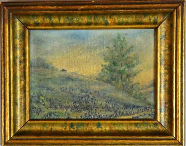 Appraisal: MES Oil Painting On BoardDepicting a landscape scene with a