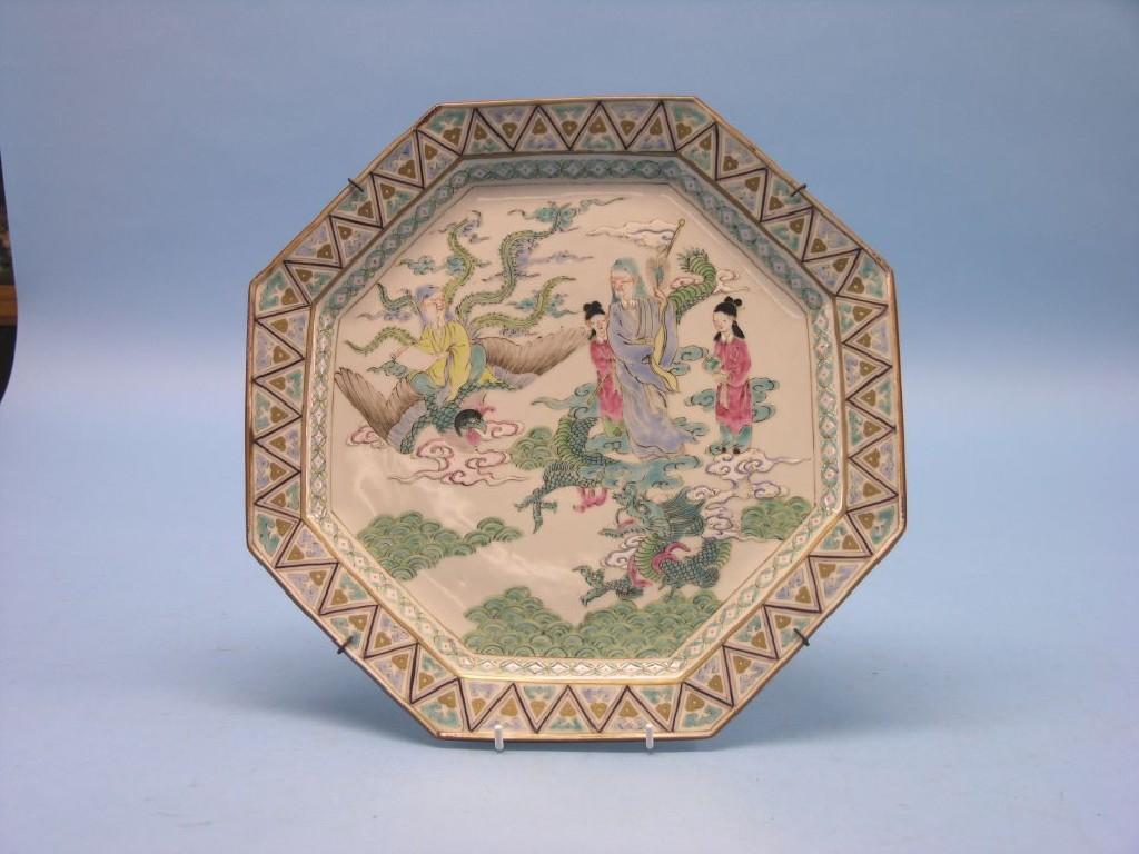 Appraisal: A late th century Chinese porcelain dish octagonal-shape painted with