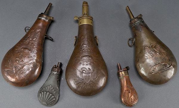 Appraisal: CIVIL WAR ERA POWDER FLASKS CIVIL WAR ERA POWDER FLASKS