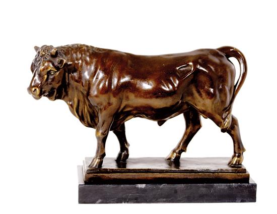 Appraisal: Bronze sculpture of bull standing specimen with dark brown patina