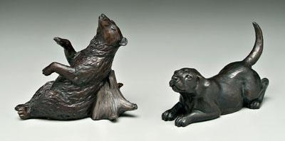 Appraisal: David H Turner patinated bronzes Virginia born bear scratching back