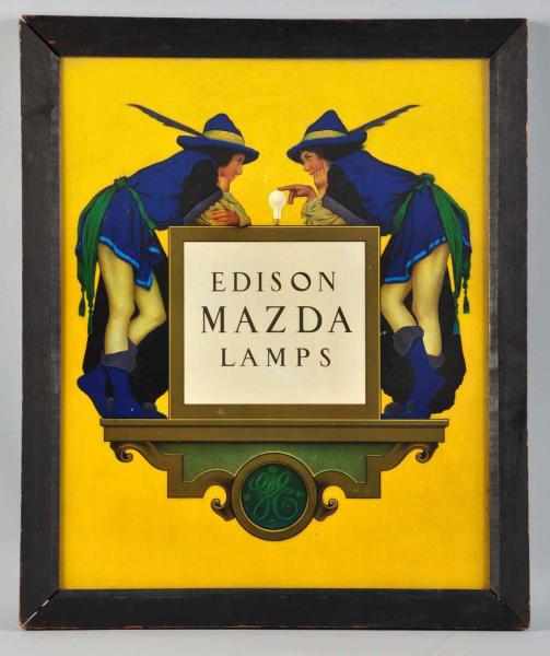 Appraisal: Tin Edison Mazda Lamps -Sided Sign Circa to Beautiful sign