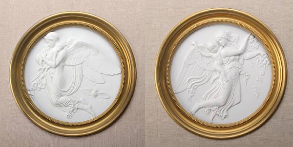 Appraisal: A pair of Royal Copenhagen bisque porcelain plaques after Berthel