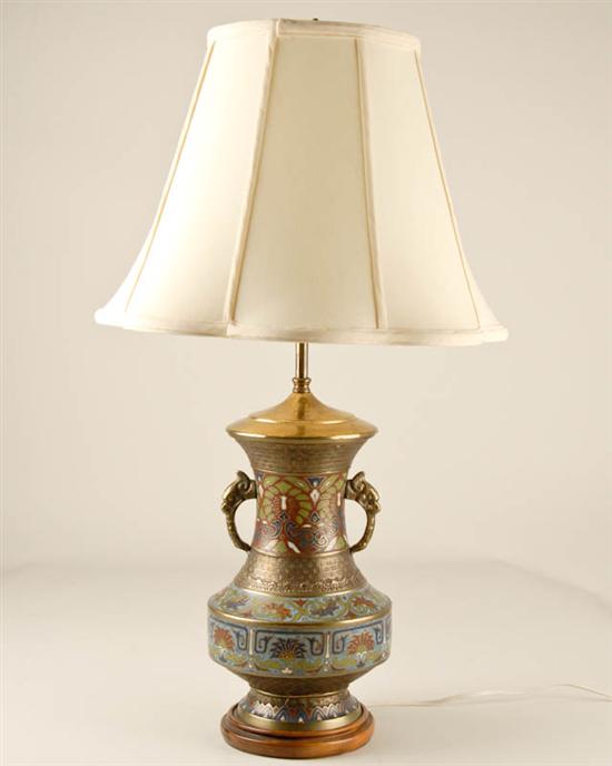 Appraisal: A Chinese Champleve Enameled Table Lamp with floral and other