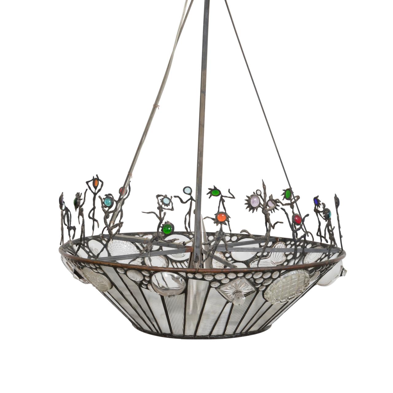 Appraisal: JOAN GEORGE GOODYEAR METAL FIGURAL CHANDELIER Joan and George Goodyear