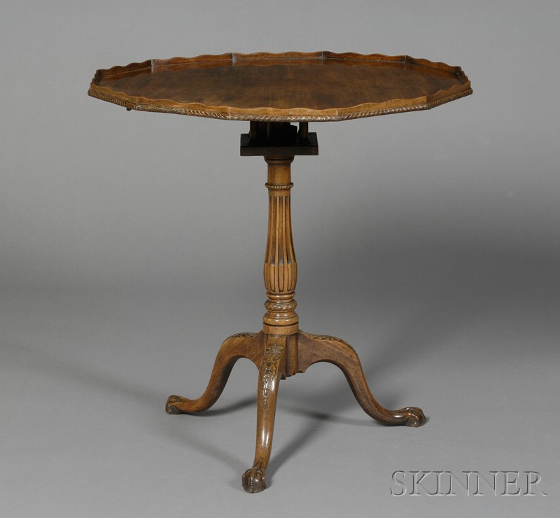 Appraisal: George II Mahogany Tilt-top Tripod Supper Table twelve-sided top with