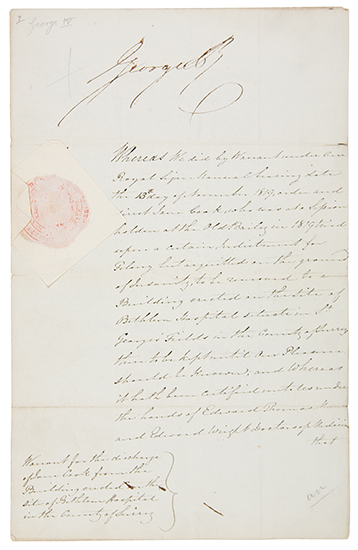 Appraisal: GEORGE IV KING OF ENGLAND Document Signed George PR discharging