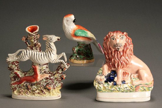 Appraisal: Three Staffordshire Animal Groups Mid to Late th Century Consisting