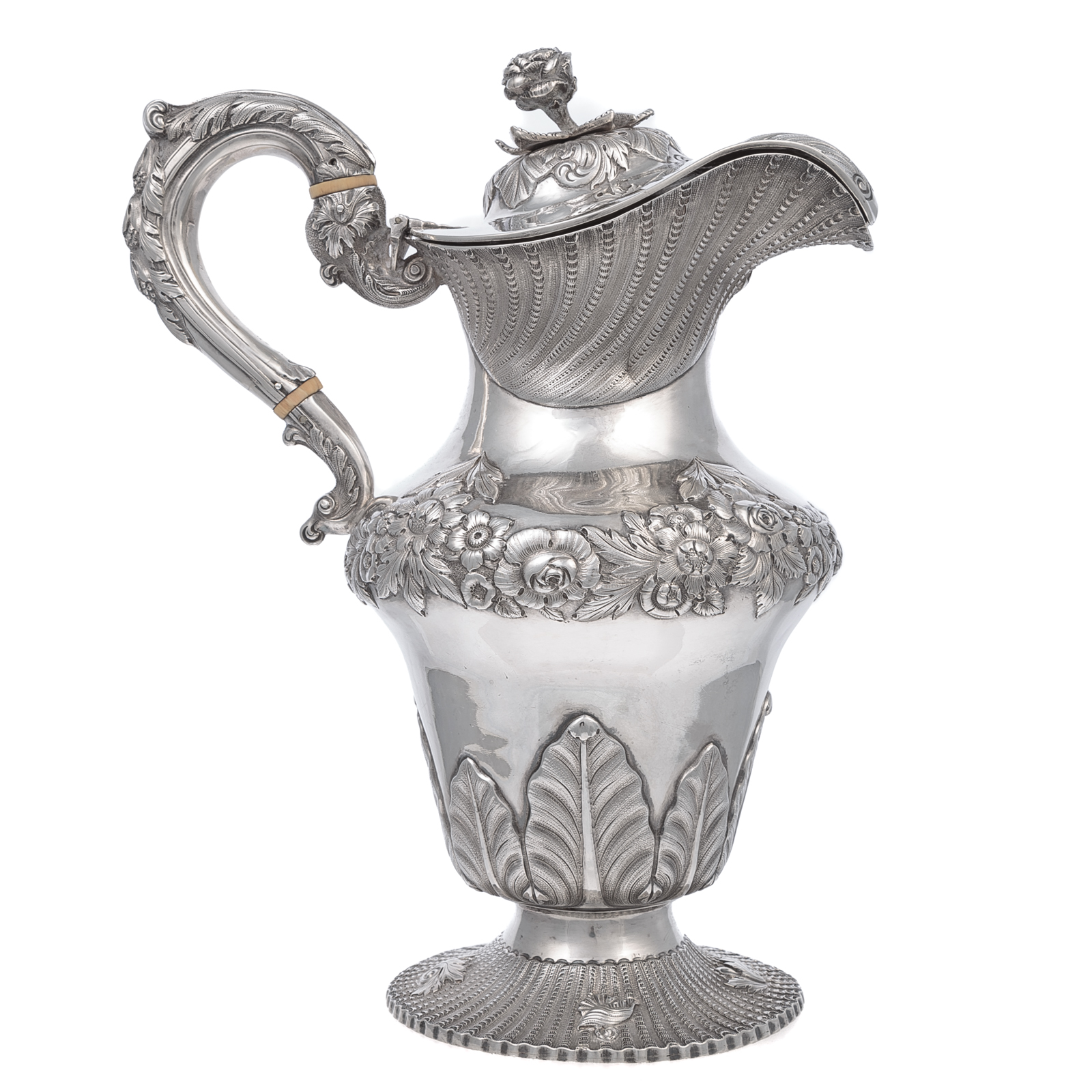 Appraisal: IRISH WILLIAM IV SILVER COFFEE POT Charles Marsh Dublin Baluster-form