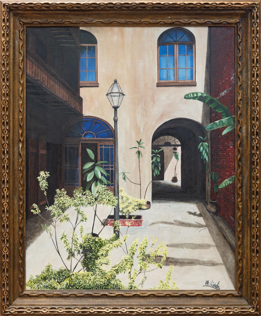 Appraisal: Will Hinds American Louisiana - French Quarter Courtyard acrylic on