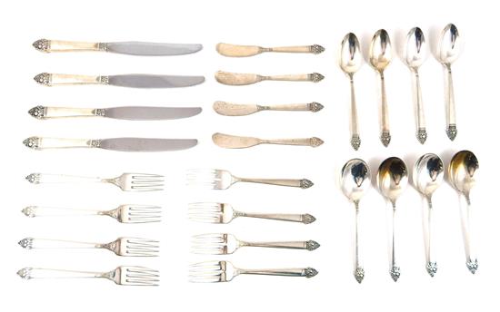 Appraisal: SILVER Oneida sterling silver flatware King Cedric pattern twenty-four pieces