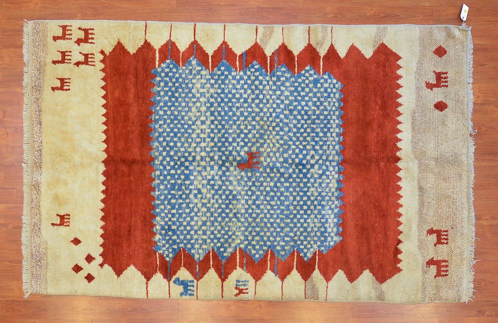 Appraisal: Turkish Gabbeh Rug x hand knotted wool foundation Condition Appears