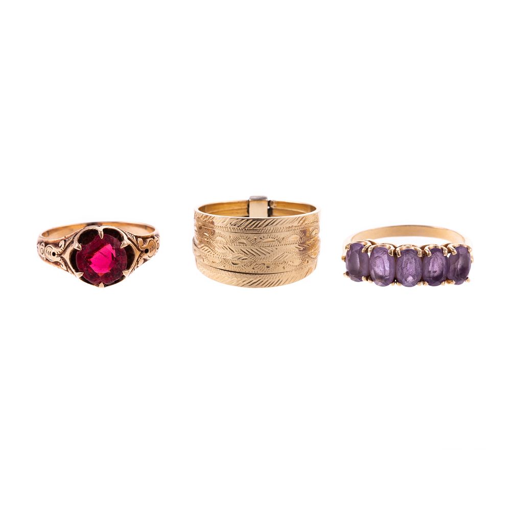 Appraisal: A Trio of Rings in K Yellow Gold K yellow