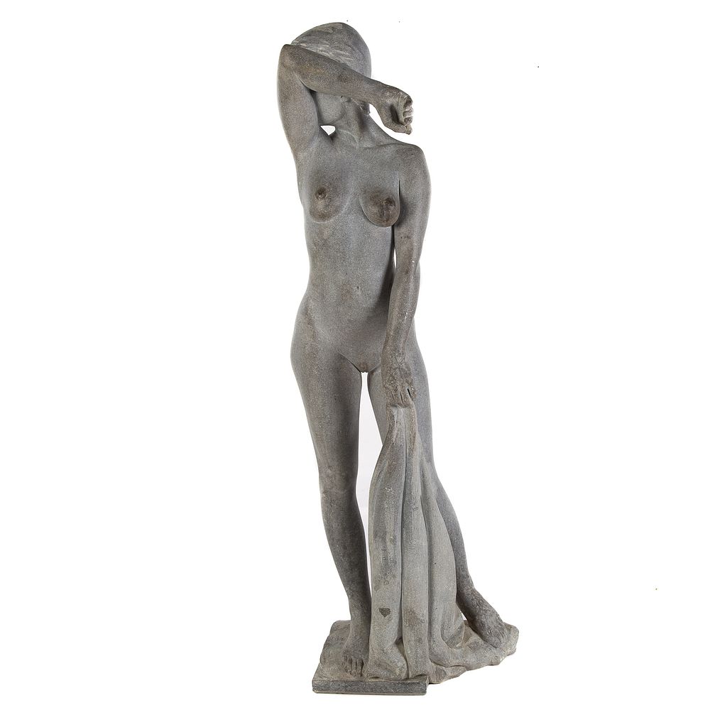 Appraisal: Classical Style Carved Granite Female Nude Nude female covering face