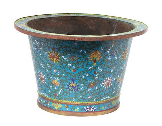 Appraisal: A Large Chinese Cloisonne Jardiniere Height x diameter inches A