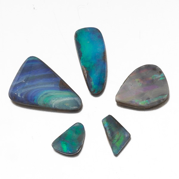 Appraisal: FIVE UNMOUNTED CT TOTAL BLACK BOULDER OPALS Five unmounted black