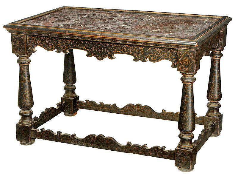 Appraisal: Baroque Style Marble Top Painted Center Table Italian late th