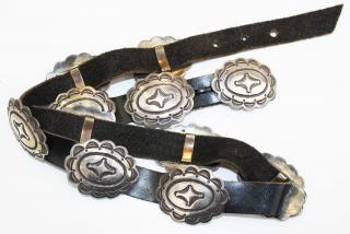 Appraisal: Sterling Navajo th C concho belt with engraved l conchos